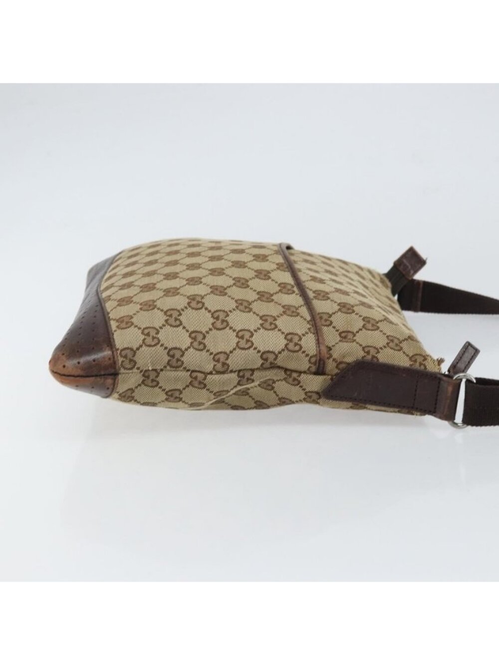 Authentic GUCCI GG Canvas Shoulder Bag Beige Silver 145857 - Picture 10 of 16